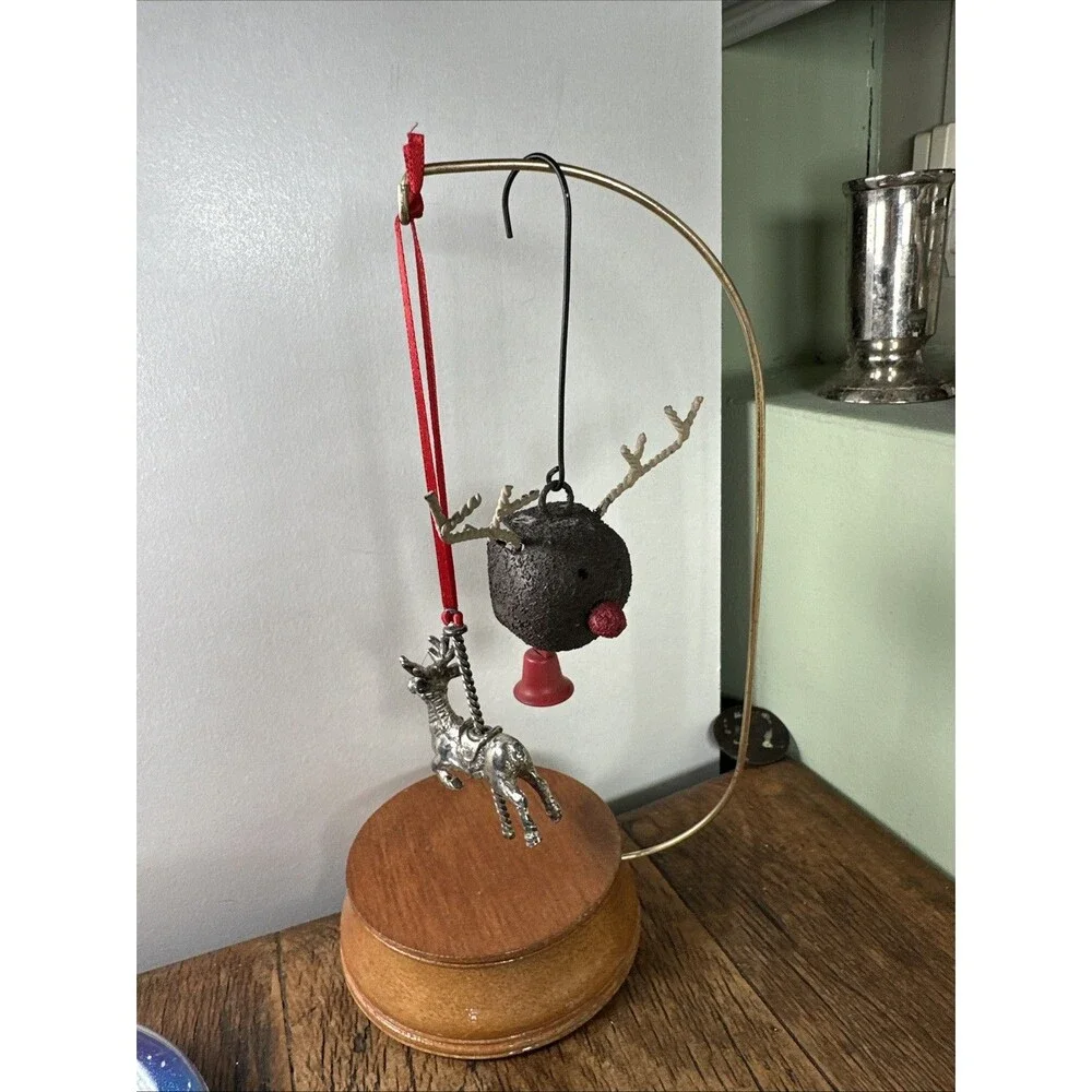 Reindeer Lot | Towle Silverplate USA 1990 & Rustic Metal Jingle Bell Deer